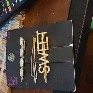 Gold and Pink Hair Clip Set